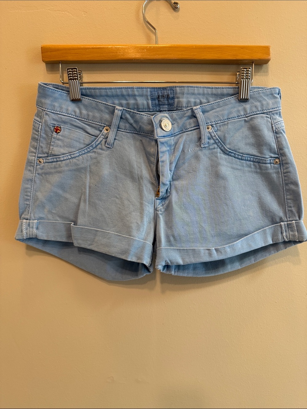 Hudson Jeans Light Blue Denim Cuffed Shorts